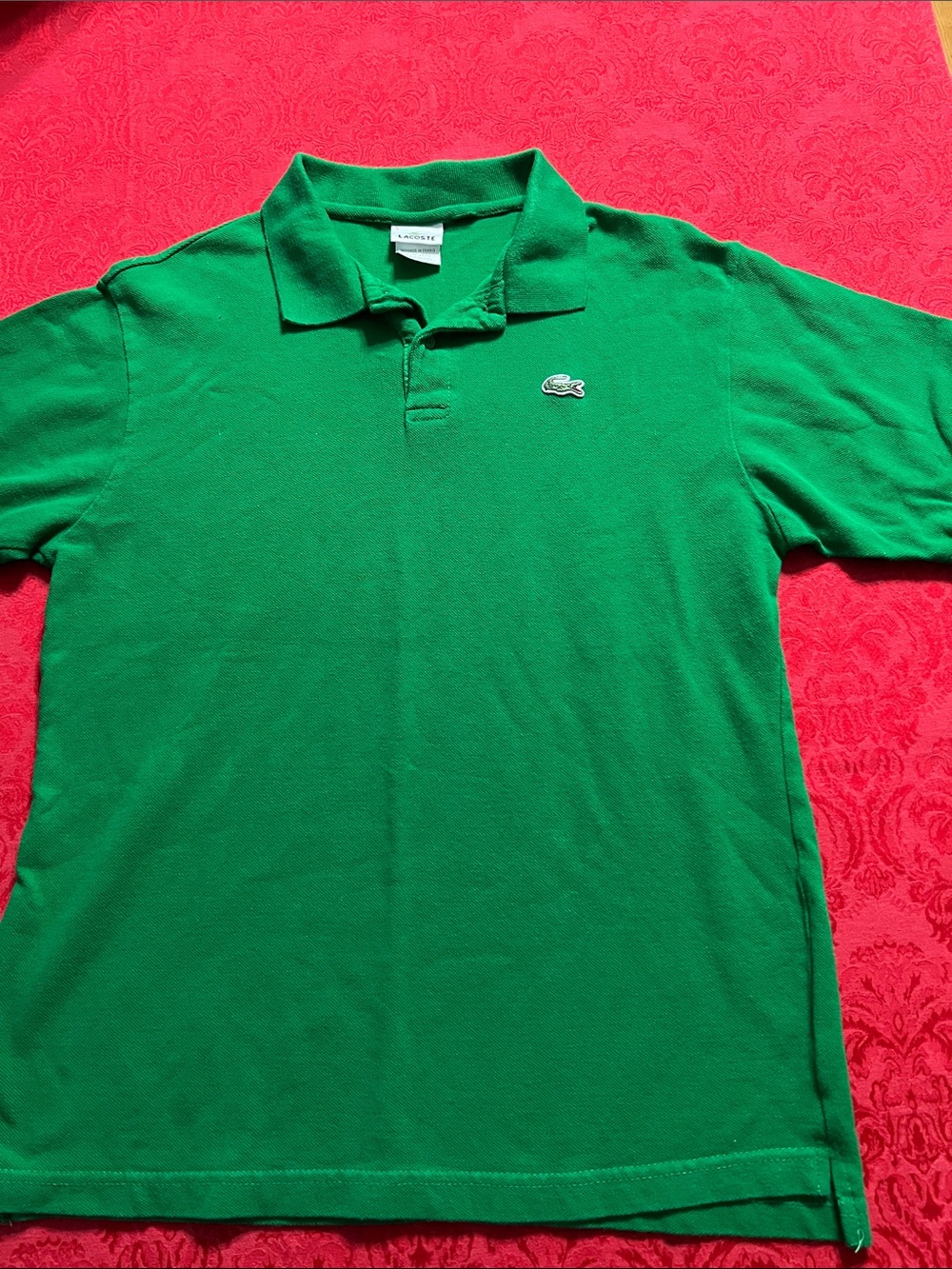 Lacoste Men’s Medium Size 5 Emerald Green Cotton Pique Polo Crocodile Logo